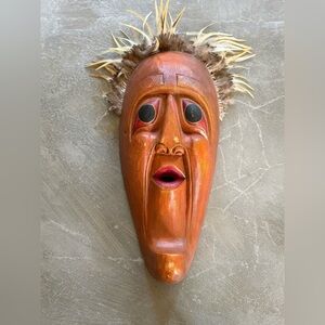 Vintage Indonesian Rare hand-carved wooden mask. 16” C 7”. Excellent Condition